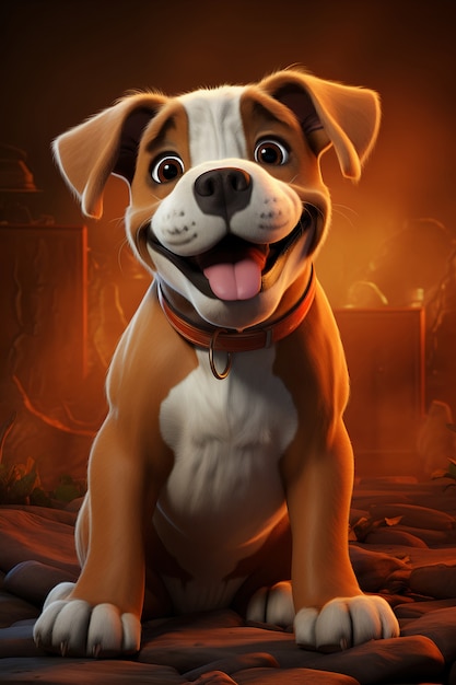 Free Photo 3d rendering of cartoon like dog