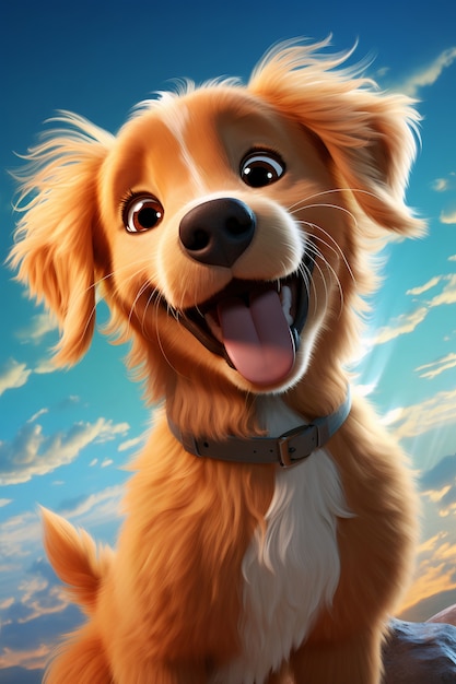 3d rendering of cartoon like dog