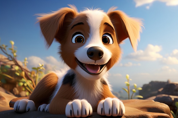 Free Photo 3d rendering of cartoon like dog