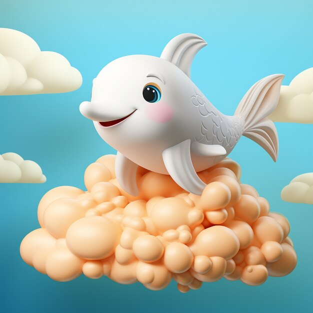 3d  rendering of cartoon like dolphin