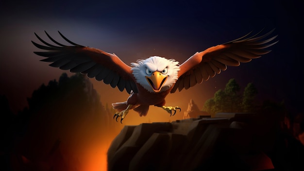 3d rendering of cartoon like eagle