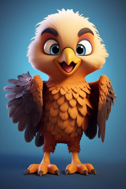 Free Photo 3d rendering of cartoon like eagle