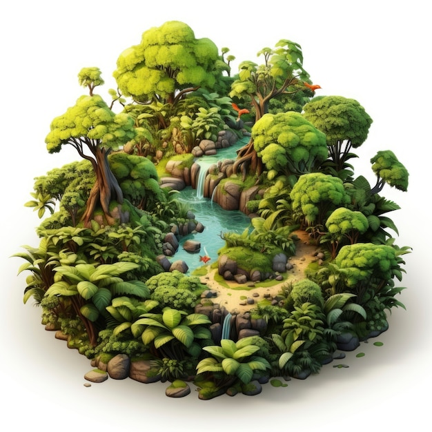 Free Photo 3d rendering of cartoon like forest landscape