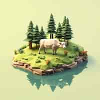 Free photo 3d rendering of cartoon like forest landscape