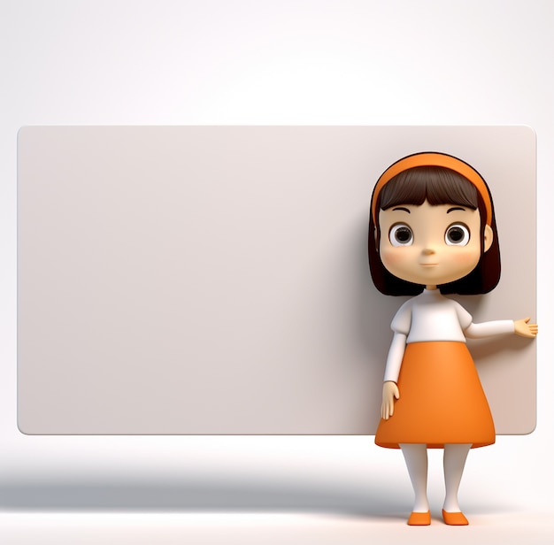 Free photo 3d rendering of cartoon like girl with copy space