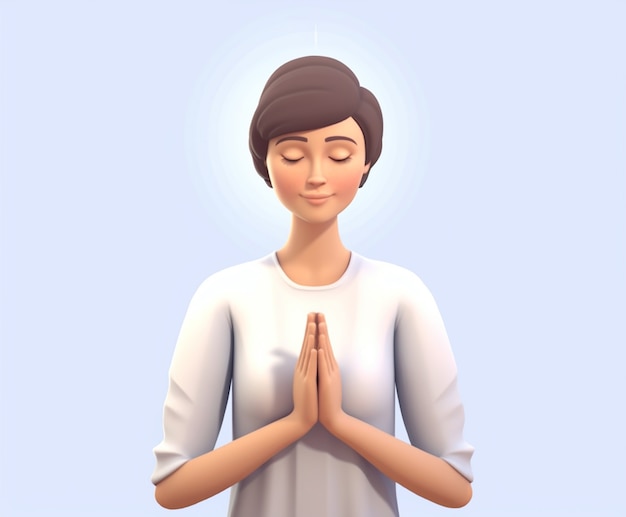 Free photo 3d rendering of cartoon like woman doing yoga