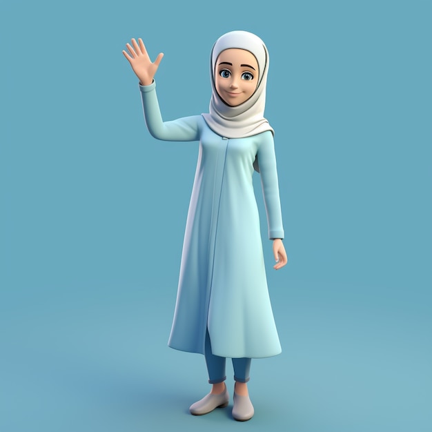 3d rendering of cartoon like woman in hijab