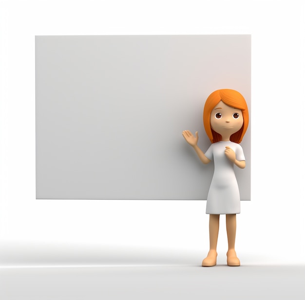 Free photo 3d rendering of cartoon like woman with copy space