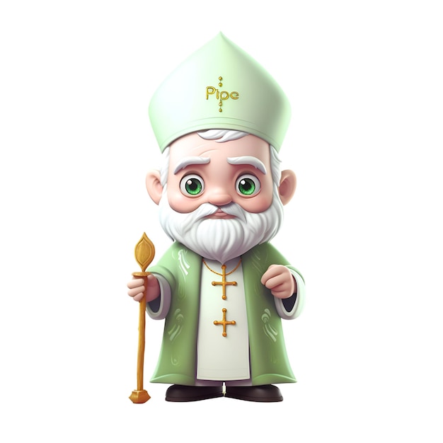 Free Photo 3d rendering of a cartoon saint patrick isolated on white background