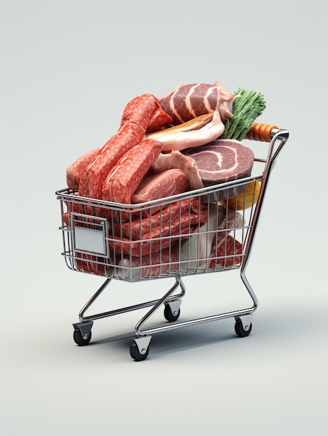 Free Photo 3d rendering of cartoon shopping cart