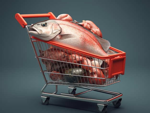 Free photo 3d rendering of cartoon shopping cart