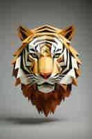 Free photo 3d rendering of cartoon tiger paper art