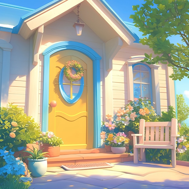 3d rendering of cartoon welcome door