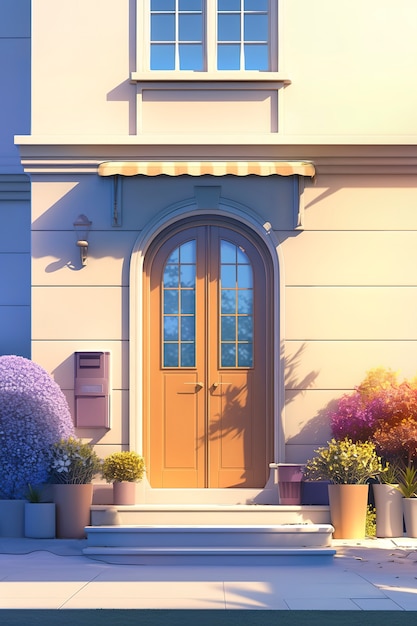 Free photo 3d rendering of cartoon welcome door