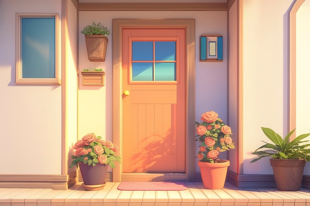 3d rendering of cartoon welcome door