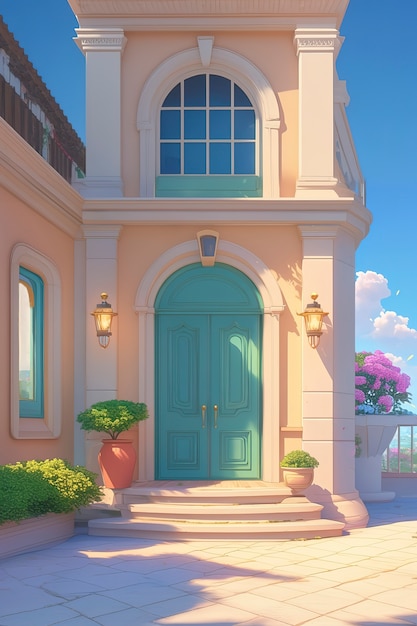 Free Photo 3d rendering of cartoon welcome door