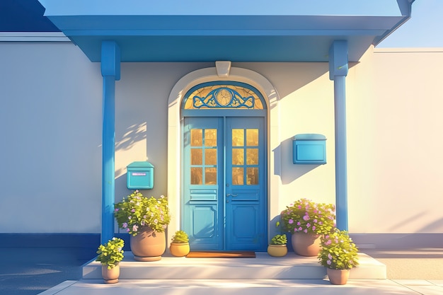 Free photo 3d rendering of cartoon welcome door