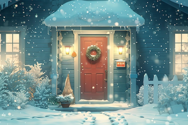 Free photo 3d rendering of cartoon welcome door