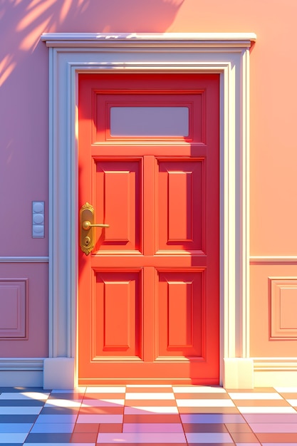 Free Photo 3d rendering of cartoon welcome door