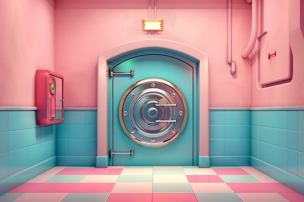 3d rendering of  cartoon welcome door