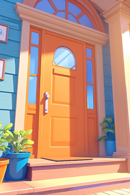 3d rendering of  cartoon welcome door