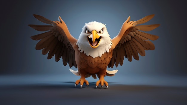 Free Photo 3d rendering of cartoonish eagle