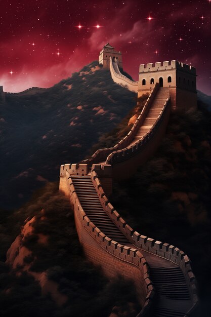 3d rendering chinese great wall