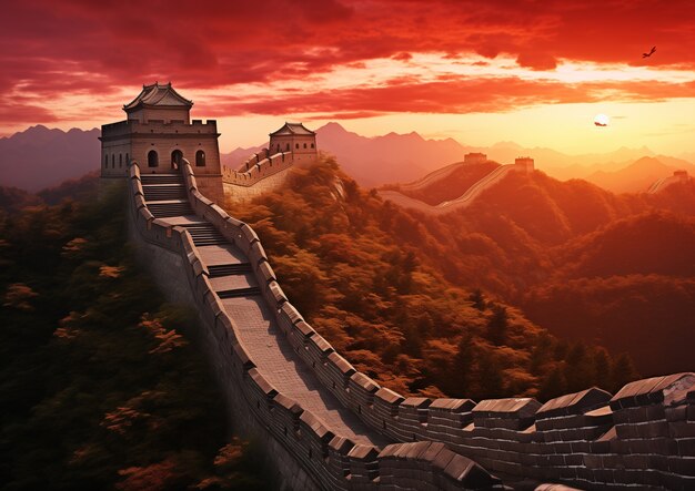 3d rendering chinese great wall