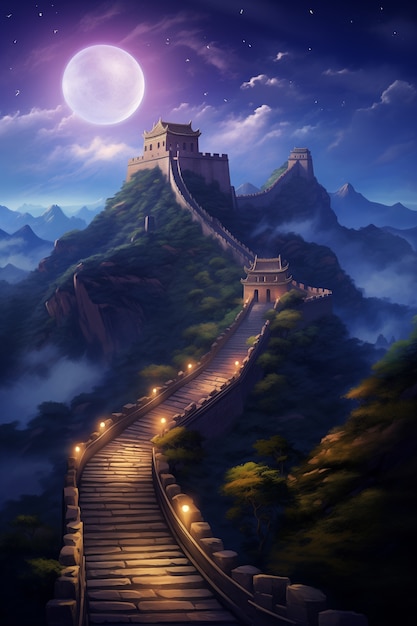 3d rendering of chinese great wall