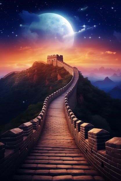 3d rendering chinese great wall