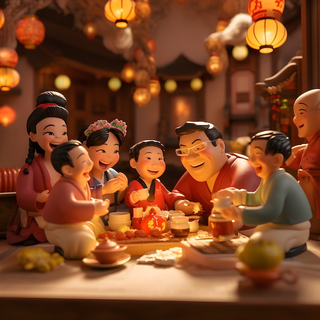 3d rendering of chinese reunion dinner