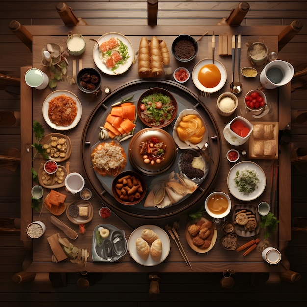 3d rendering of chinese reunion dinner