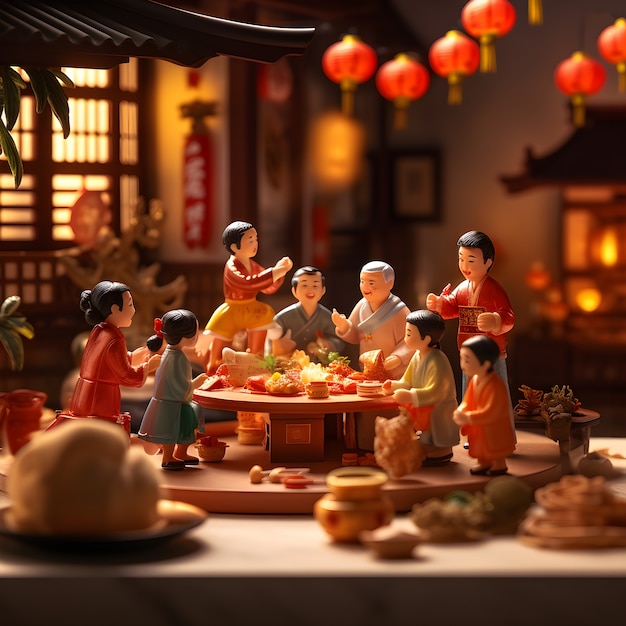 3d rendering of chinese reunion dinner