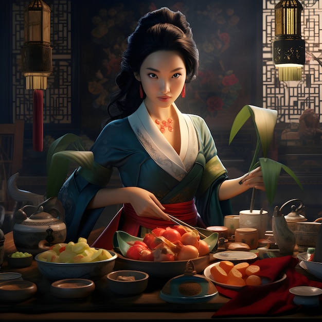 3d rendering of chinese reunion dinner