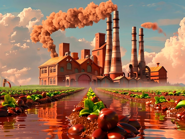 3d rendering of chocolate factory