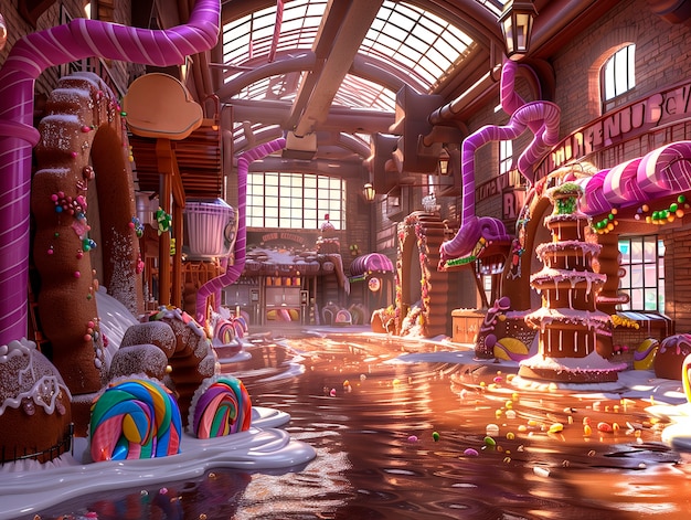 Free Photo 3d rendering of chocolate factory