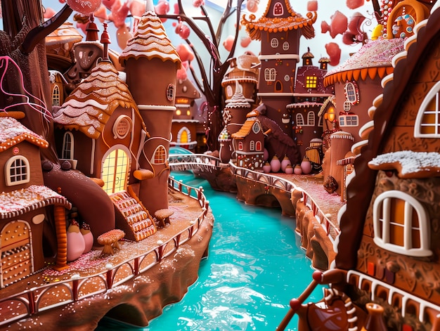 Free photo 3d rendering of chocolate factory