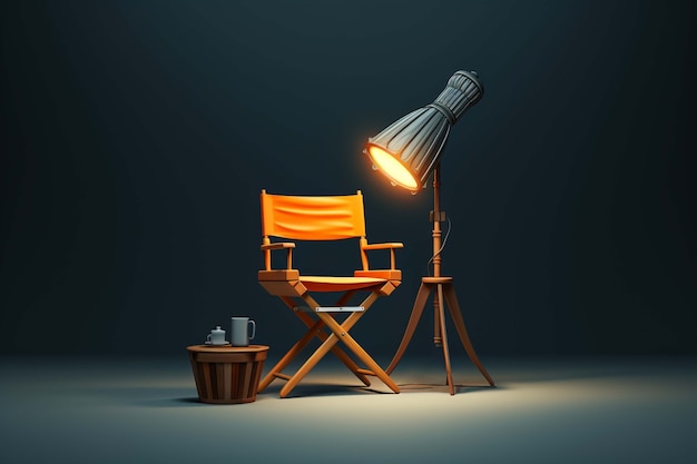 Free photo 3d rendering of cinema director chair