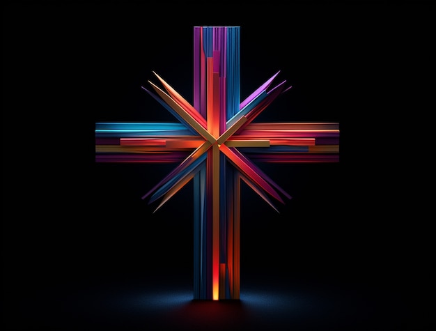 Free Photo 3d rendering of colorful cross