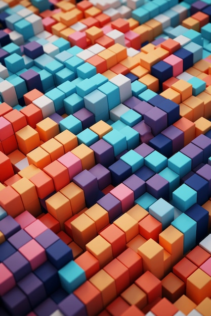 Free photo 3d rendering of  colorful cubes