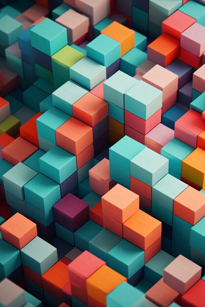 3d rendering of  colorful cubes