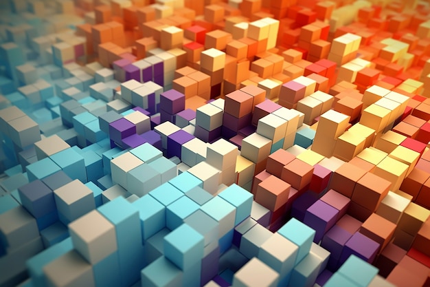 3d rendering of  colorful cubes