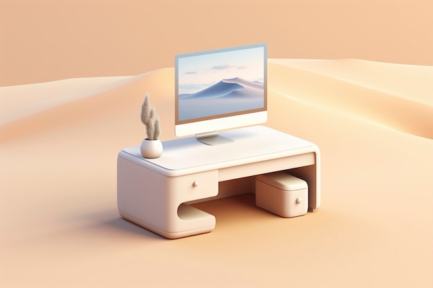 Free Photo 3d rendering of computer desk