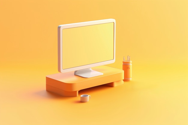 Free photo 3d rendering of computer desk