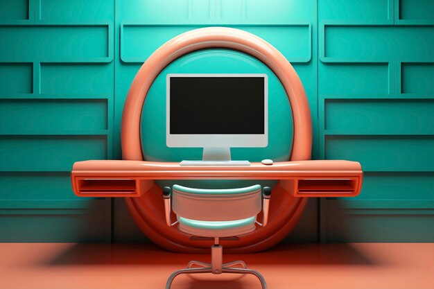 Free Photo 3d rendering of computer desk