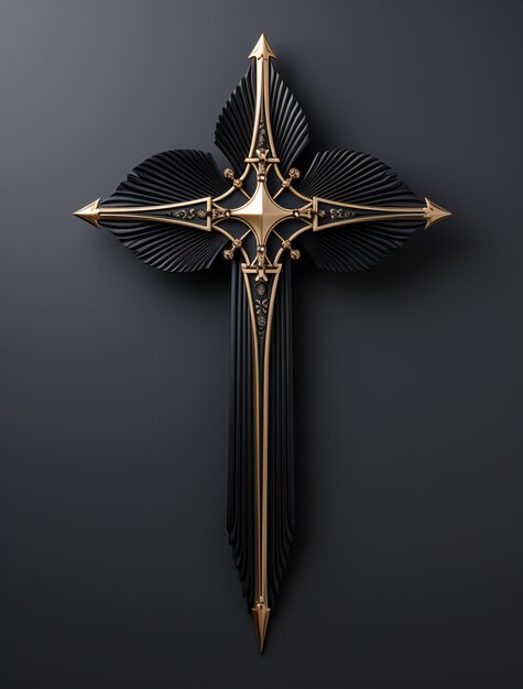 3d rendering of cross on black background