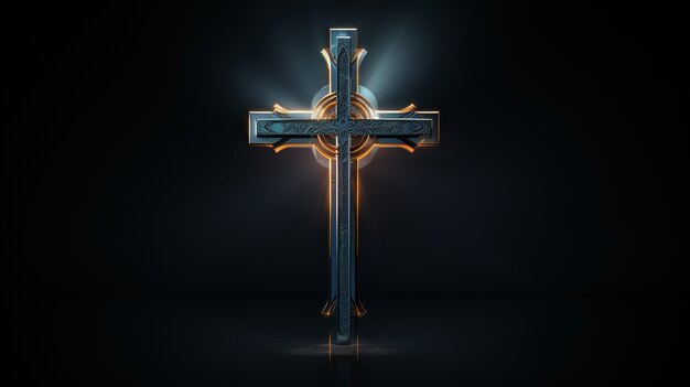 3d rendering of cross on black background