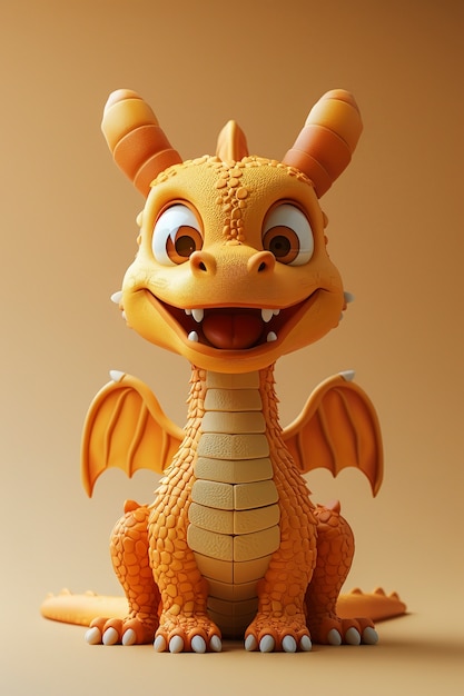 Free Photo 3d rendering of cute cartoon dragon