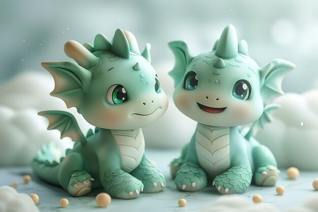 3d rendering of cute cartoon dragon