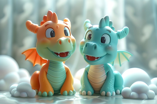 Free Photo 3d rendering of cute cartoon dragon